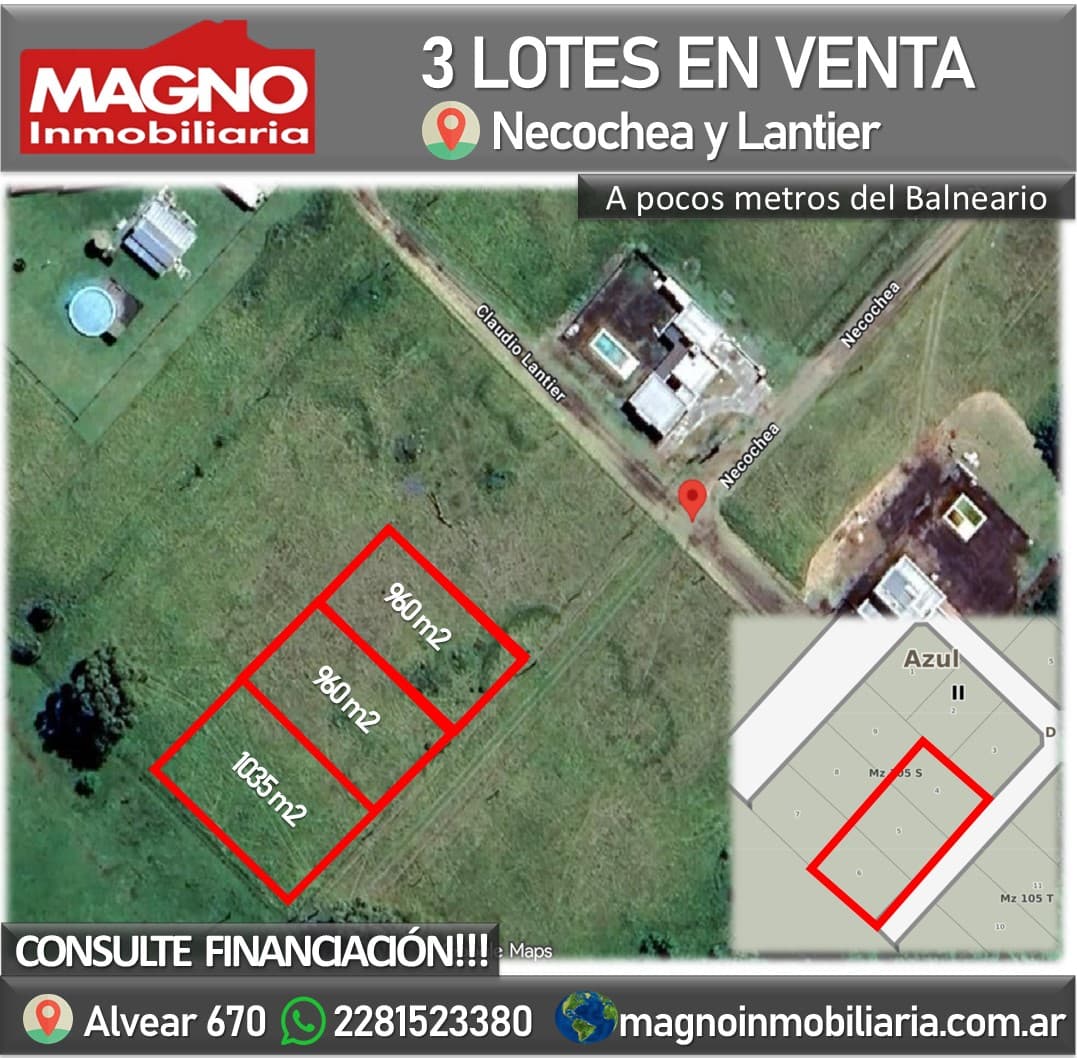 3 Lotes en Venta a pocos metros del Balneario - 1